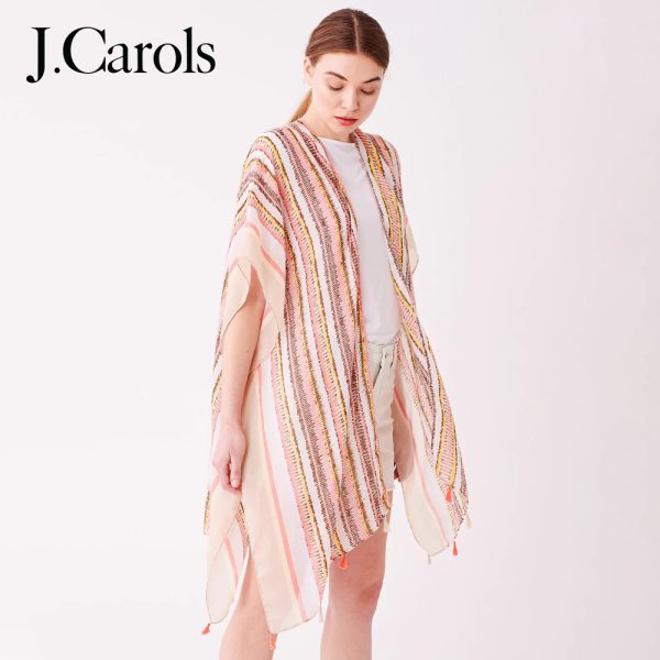 Multi Stripe Print Kimono