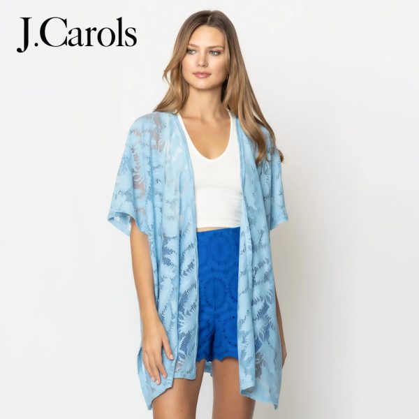 Jcarols Leaf Pattern Lace Kimono