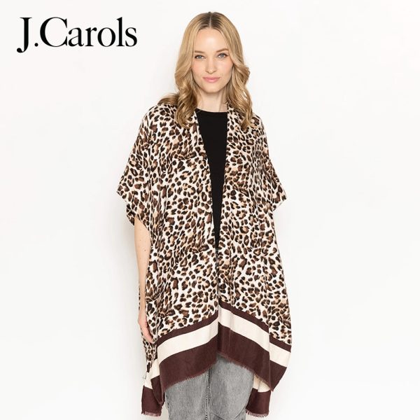 Stripe Border Leopard Kimono