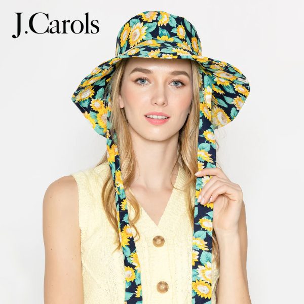 Sunflower Print Chin Tie Bucket