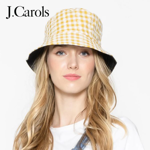 Flower Stripe Gingham Bucket Hat